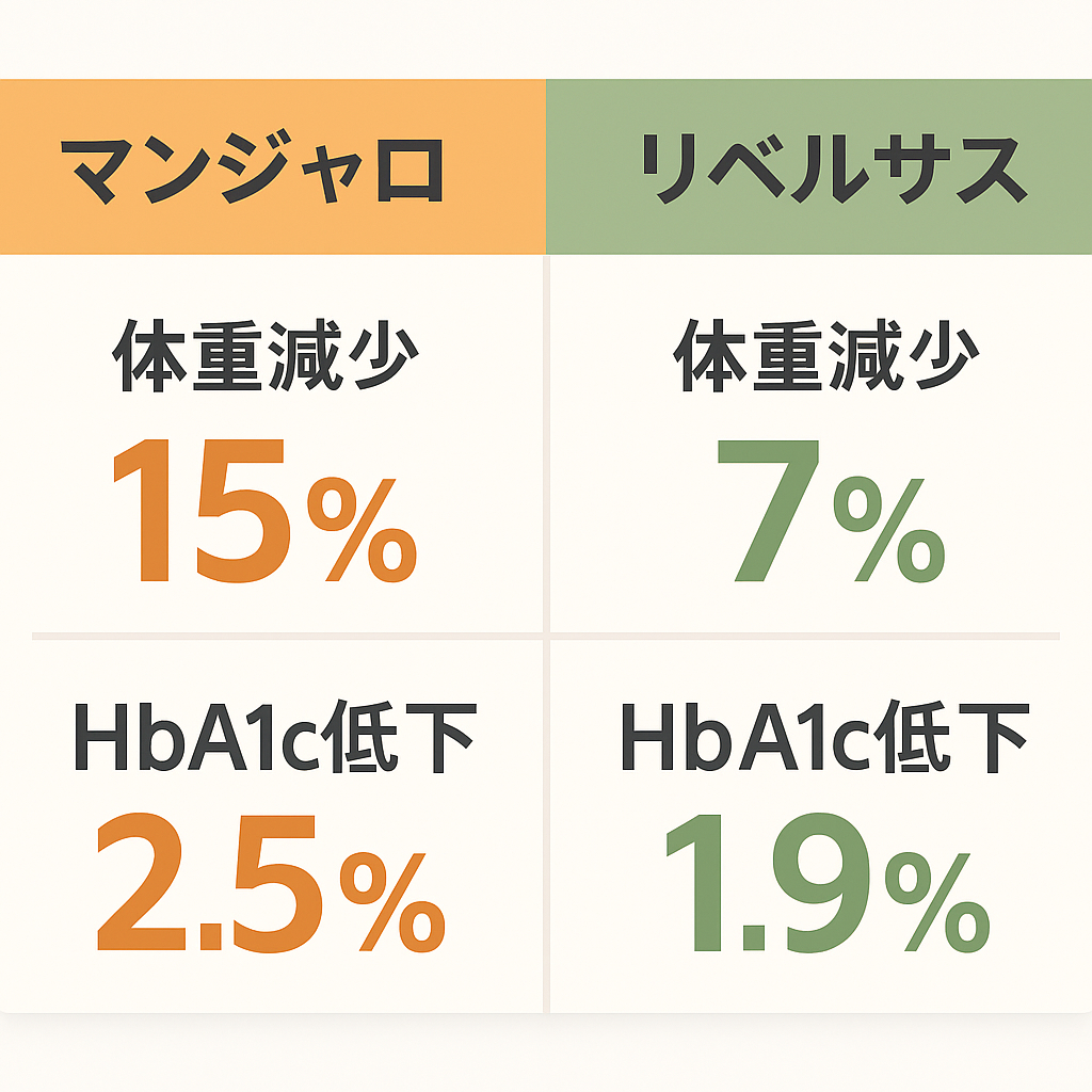 マンジャロとリベルサスの比較グラフ